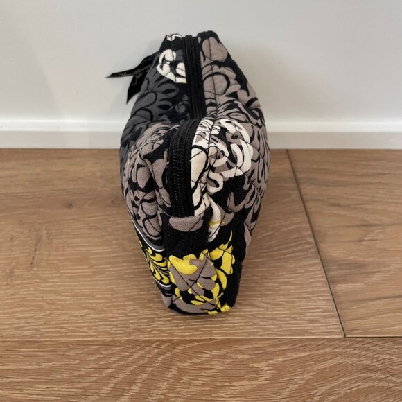 Vera Bradley Medium Cosmetic Pouch Baroque Black Yellow Toiletry Makeup Bag - Picture 5 of 16